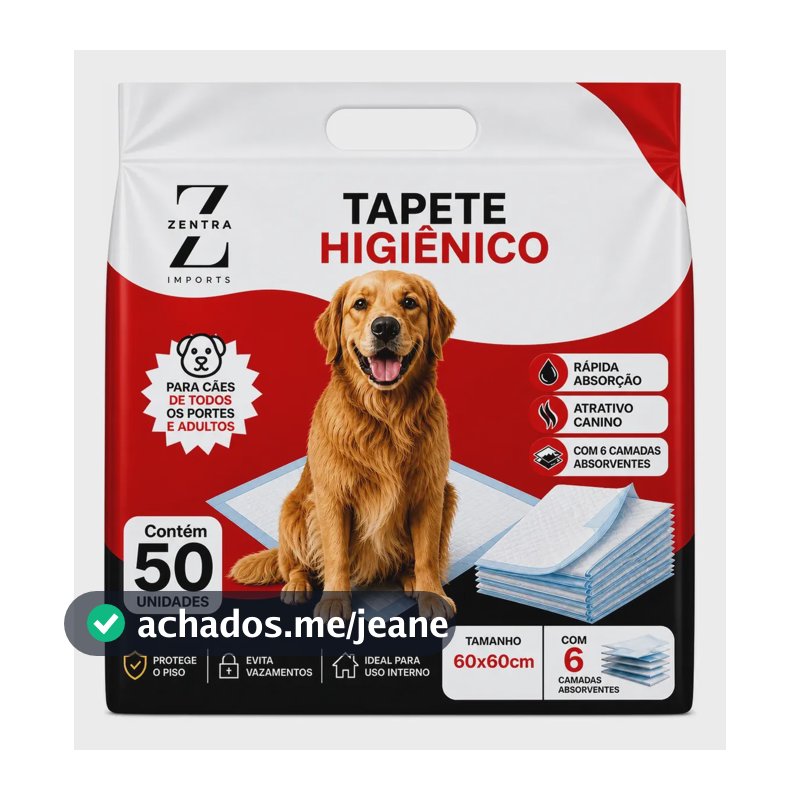 Tapete Higiênico Descartável Cachorro 50 Uni 1ª Linha 60x60