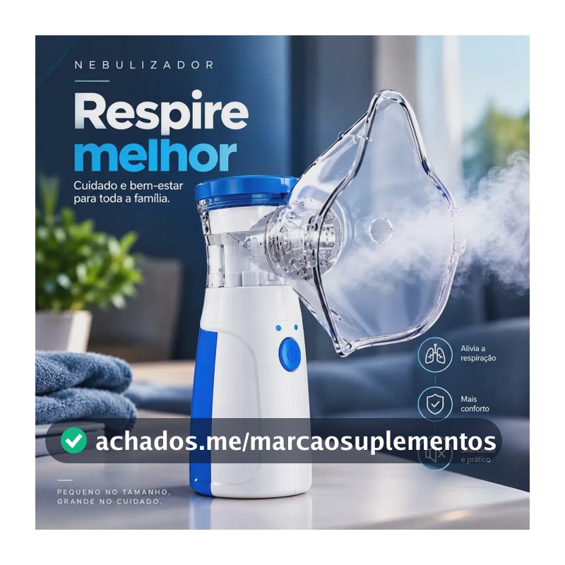 Inalador (Nebulizador) Portátil Silencioso para Crianças e Adultos.