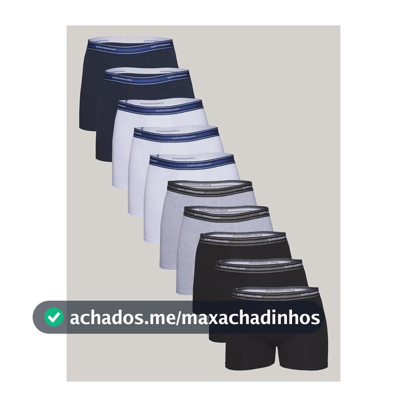 Kit 10 Cuecas Boxer Lupo Masculino Algodao Azul-marinho/cinza/branco/preto Liso M