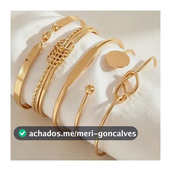 1 Conjunto De 5 Pulseiras Femininas Semi Joias Fashion Dourado