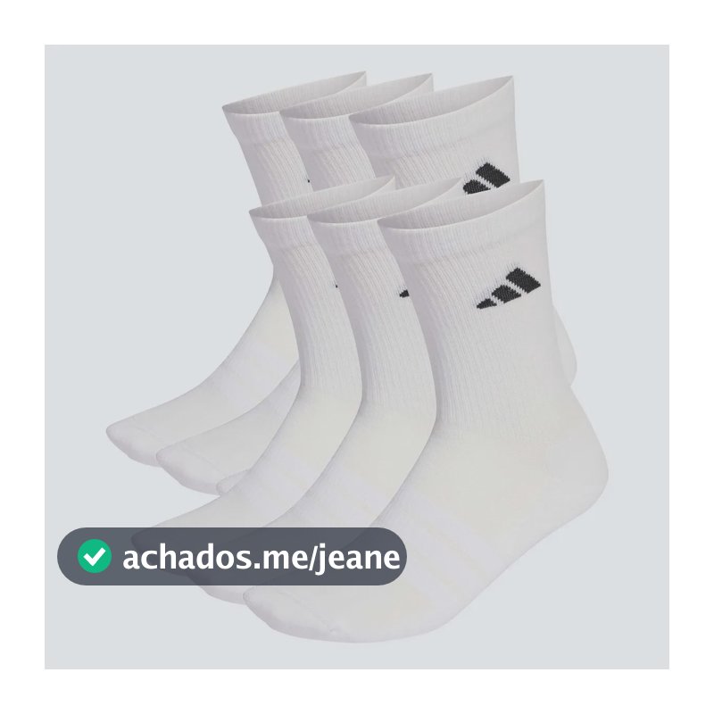 6 Pares De Meias Acolchoadas adidas Branco Liso G