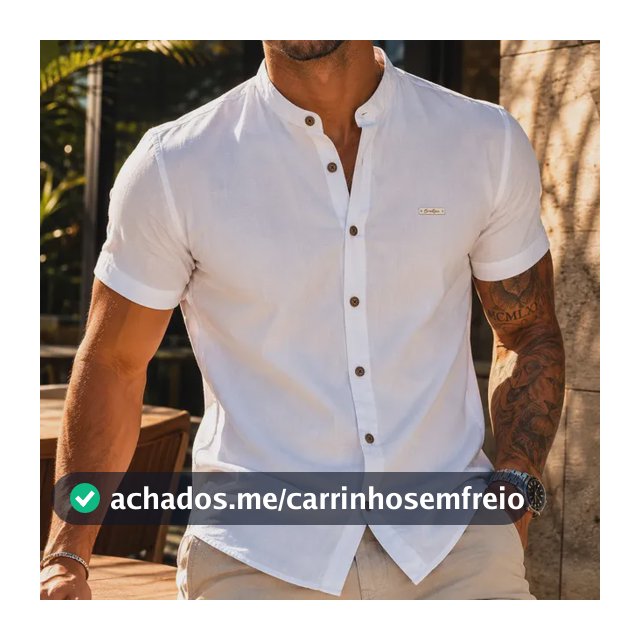 Camisa Masculina Linho Gola Padre Social Casual Elegante