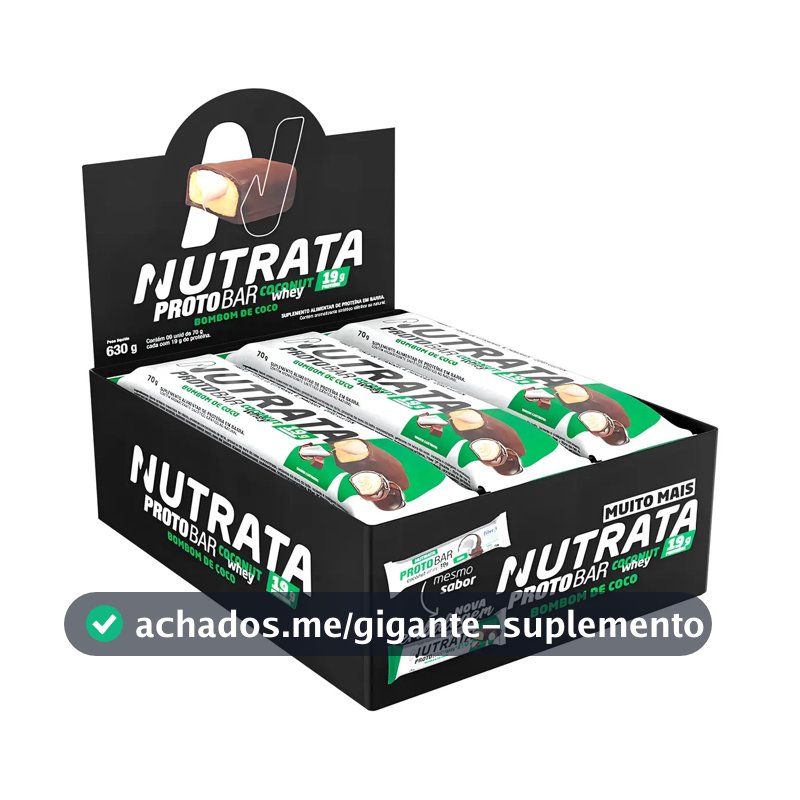 Barra Proteíca Proto Bar - Sabor Coconut - 9 Unidades De 70g - Nutrata