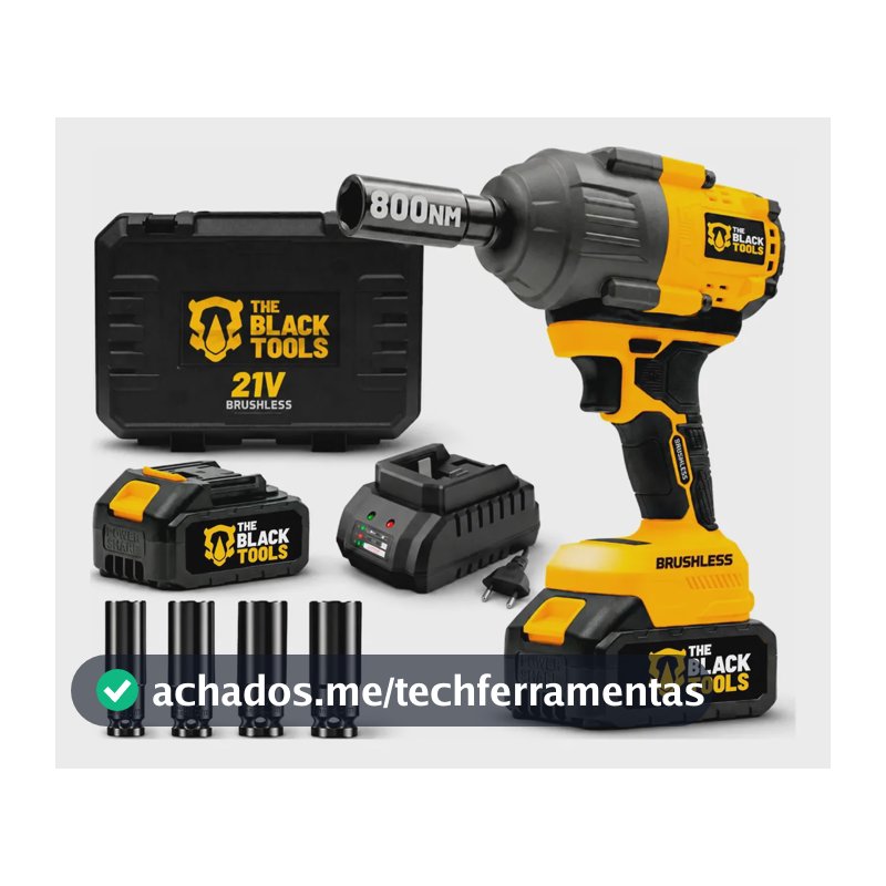 Parafusadeira Chave De Impacto A Bateria Lítio 21v Motor Brushless 800nm 80kgf.m Tb21ix The Black Tools
