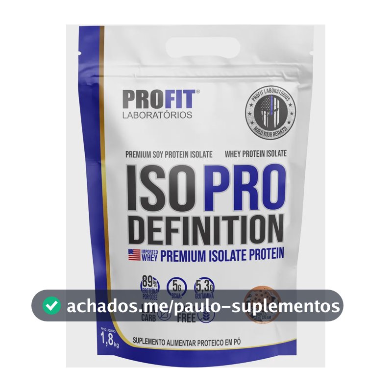 Iso Pro Definition Premium Isolate Protein Profit Refil 1.8kg Sabor Cookies And Cream