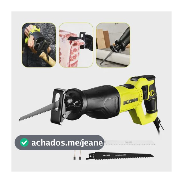 Serra Sabre Elétrica 1200w Real Profissional 22mm 2800spm Corte Madeira Aço Com Punho Giratório E 2pcs Lâminas Desoon