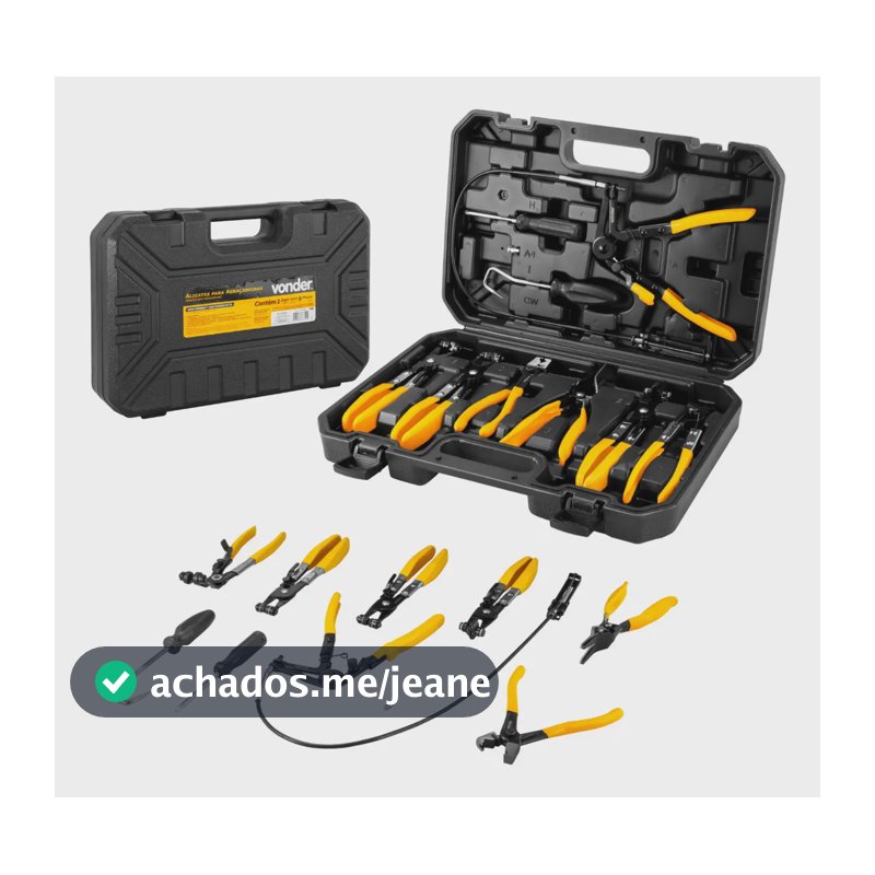 Jogo De Alicates Para Abraçadeiras Automotivas 9 Peças Vonder Profissional Mangueiras E Travas Clic-R Kit Completo Com Maleta