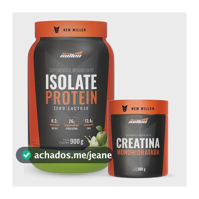 Kit Whey Isolado Zero Lactose 900g E Creatina 300g Pura