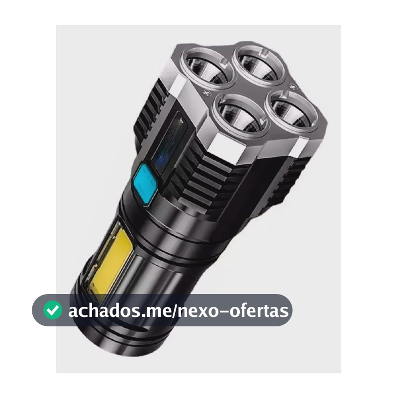 Lanterna Tatica Recarregavel Mais Forte Do Mundo Sitio Led Branco Preto