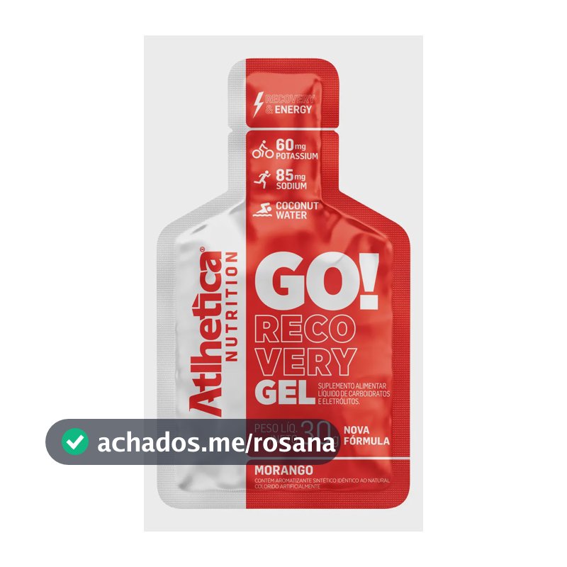 Suplemento em sachês Atlhetica Nutrition Go! Recovery Gel Energético sabor Morango x 30g de 10 un