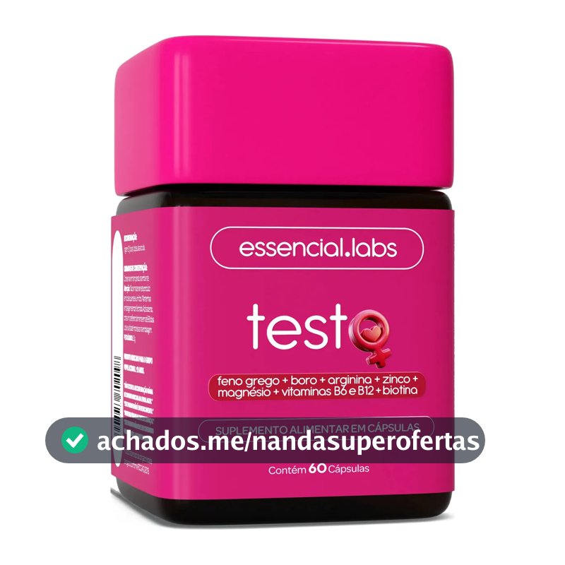 TESTO ESSENCIAL para MULHERES - Fórmula Exclusiva com Feno Grego + Boro + Arginina + ZMA + Biotina + Vitaminas B6 e B12 - 60 Cápsulas