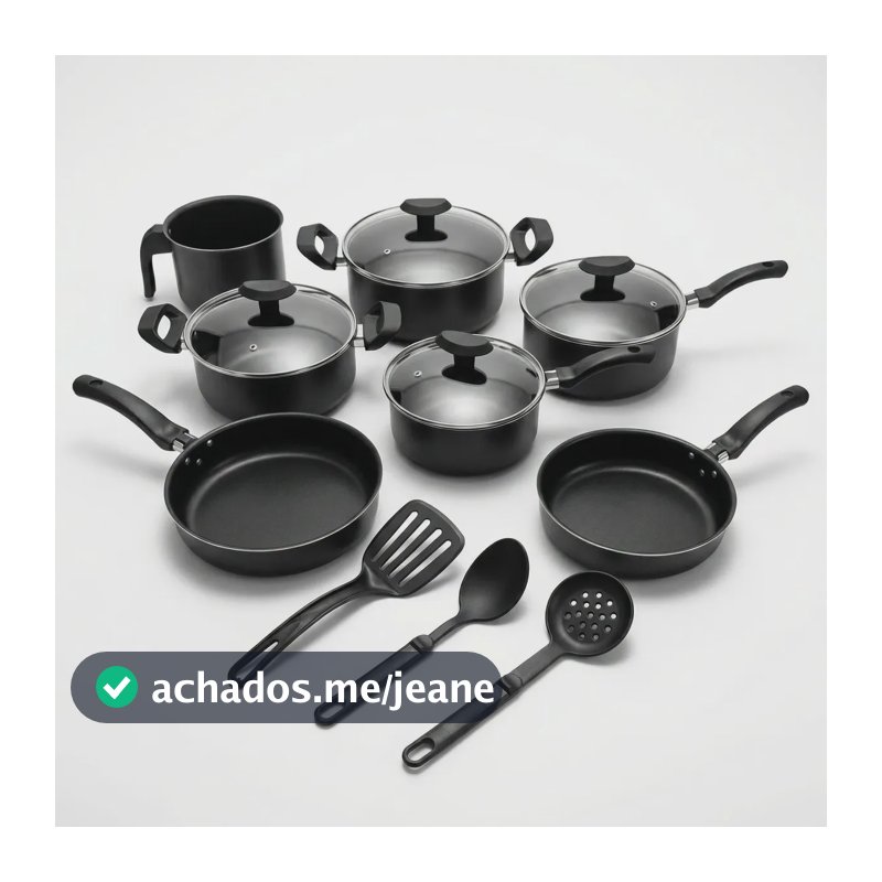 Jogo De Panelas Triunfo Antiaderente 10 Peças Teflon Preto