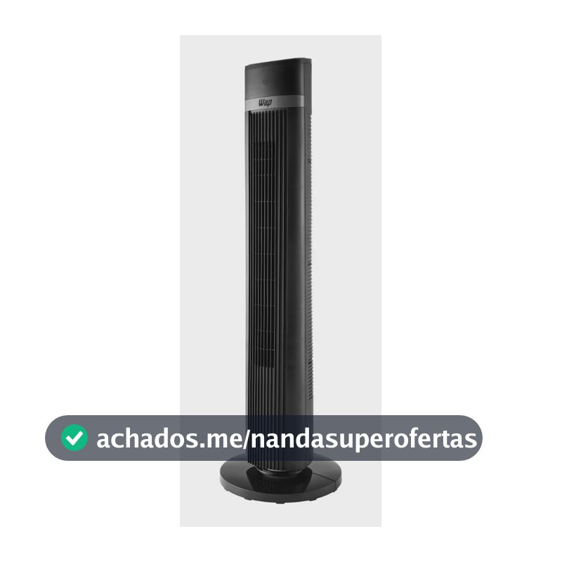 Ventilador Torre AIR SILENCE WAP Silencioso Oscilante com Controle Remoto 4 Velocidades e Desligamento Automático