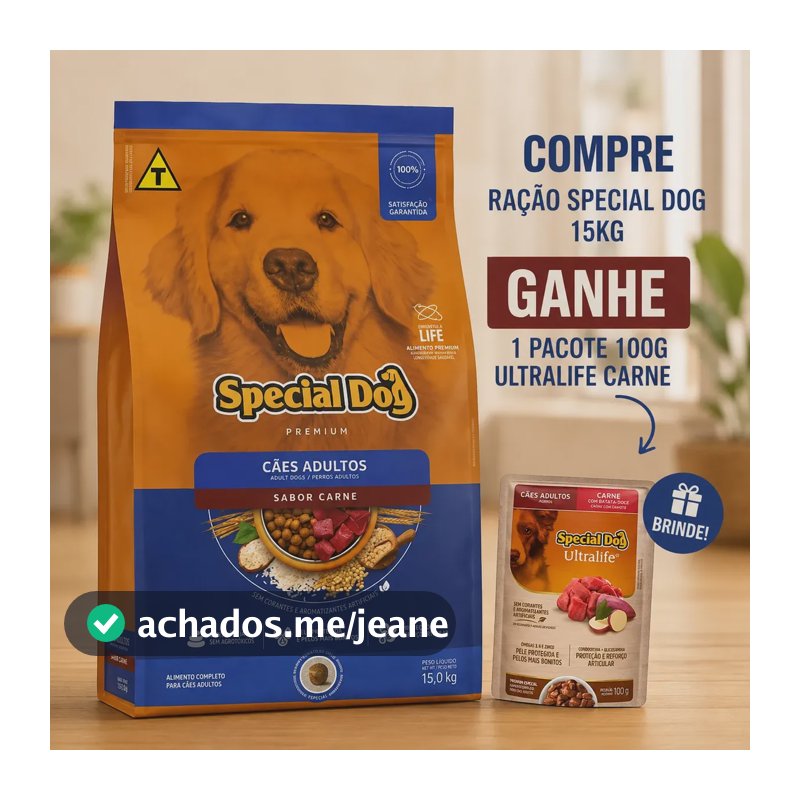 Ração Special Dog Para Cães Adultos Sabor Carne 15kg +brinde
