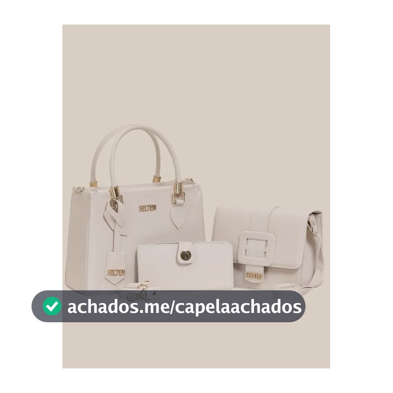Kit Bolsa Feminina 3 Peças Promoção Relâmpago Só Hoje   Creme