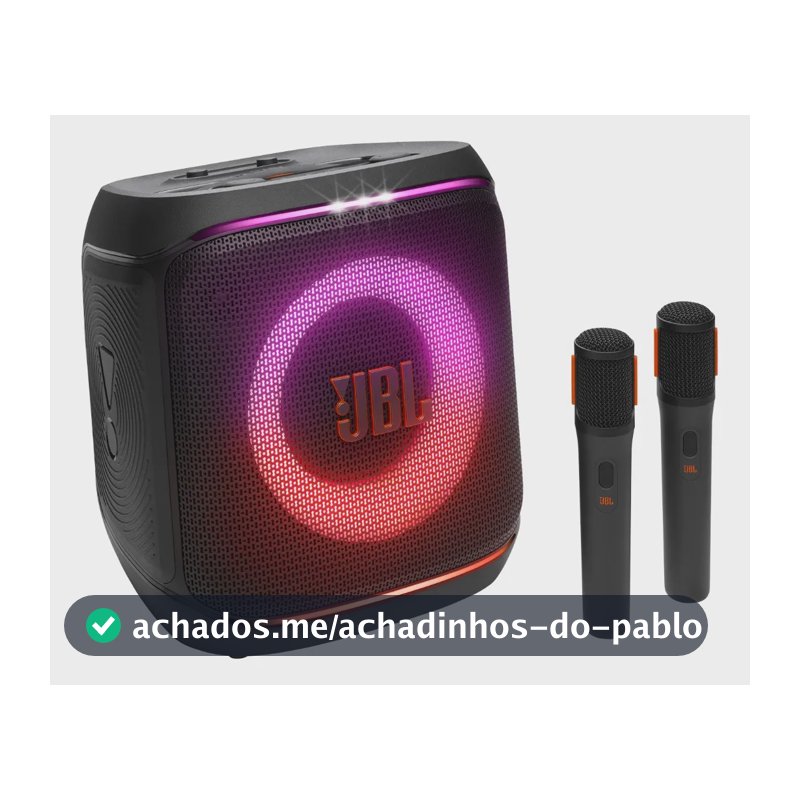 JBL PartyBox Encore 2, com 2 microfones sem fio, 100W RMS, AURA CAST, até 15 horas, bivolt