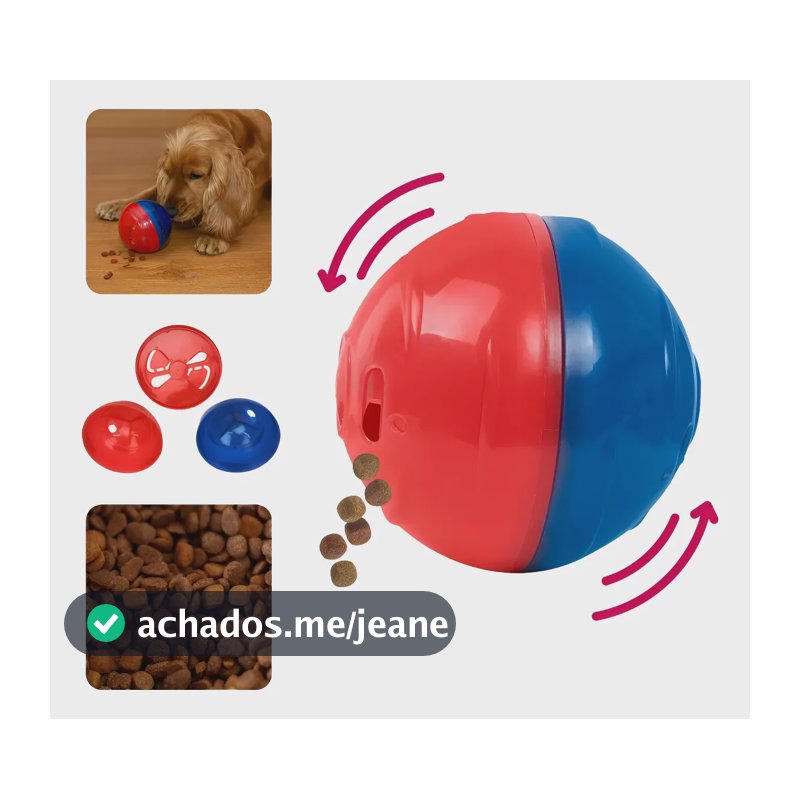 Brinquedo Interativo Pet Ball Da Pet Games Porta Petisco P Azul E Vermelho