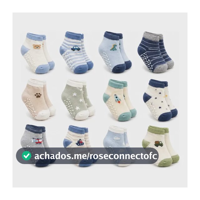 Kit 12 Pares Meias Bebê Menina E Menino Antiderrapante Variadas Menino Bebe Antiderrapante Logo 12 A 24 Meses