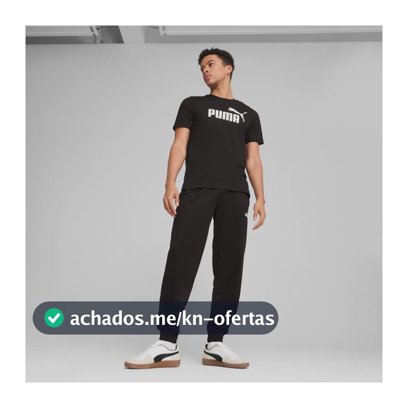 Camiseta Masculina Ess Logo Tee  Puma Puma Black Liso Gg