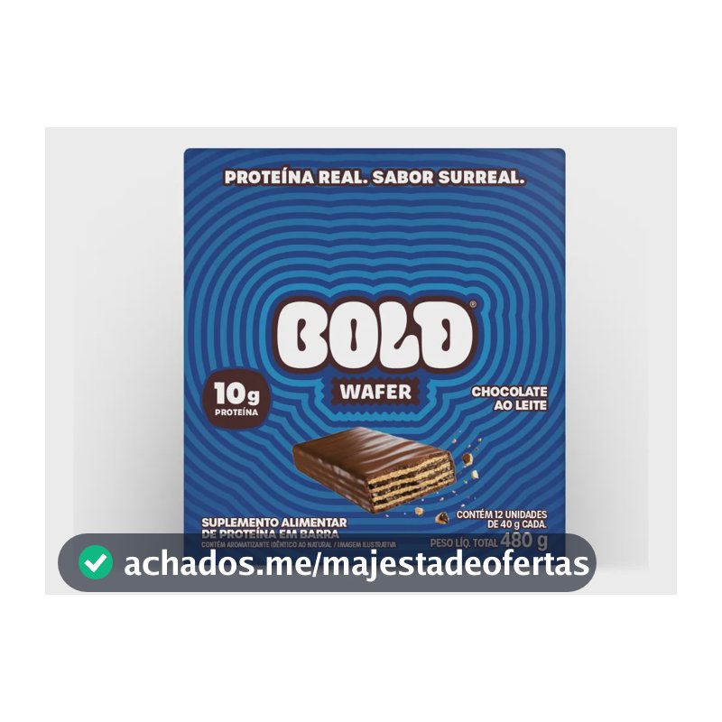 Wafer Bold Snacks Plano 10g Proteína 12 Unid De 40 G (480g) Chocolate Ao Leite