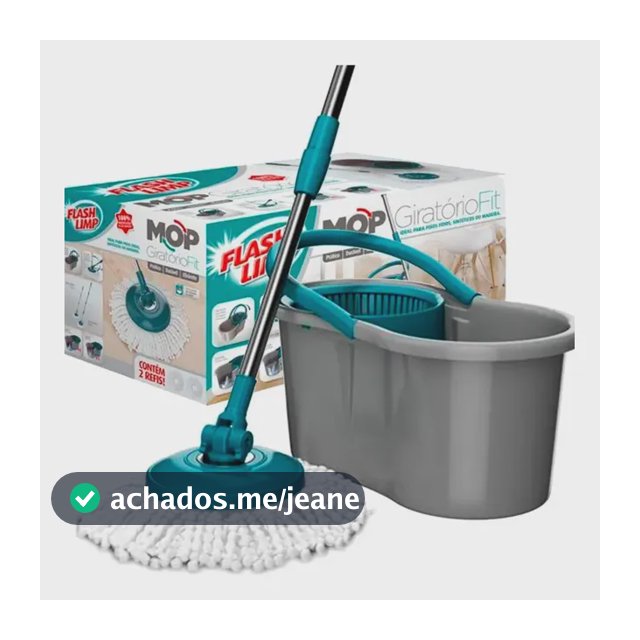 Mop Giratório Fit Balde Limpeza Geral 8l Multiuso clean techCor Cinza