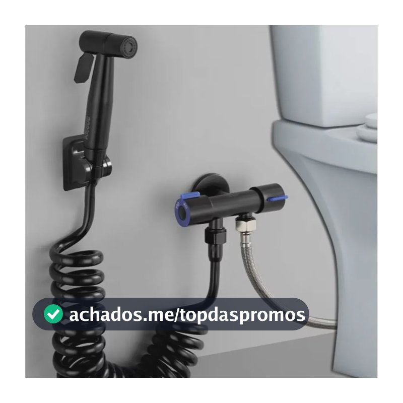 Ducha Kit Higiênica Duas Saídas De 1/2 em aço inox mangueira e pistolinha Cor Preto - Marca Camperluz