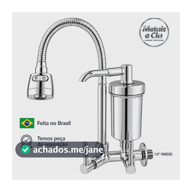 Torneira Com Filtro Com Purificador Agua Bica Flexível Gourmet para Cozinha Parede Bica com Filtro Chuveirinho 2 Modos de Jatos A Mais Vendida