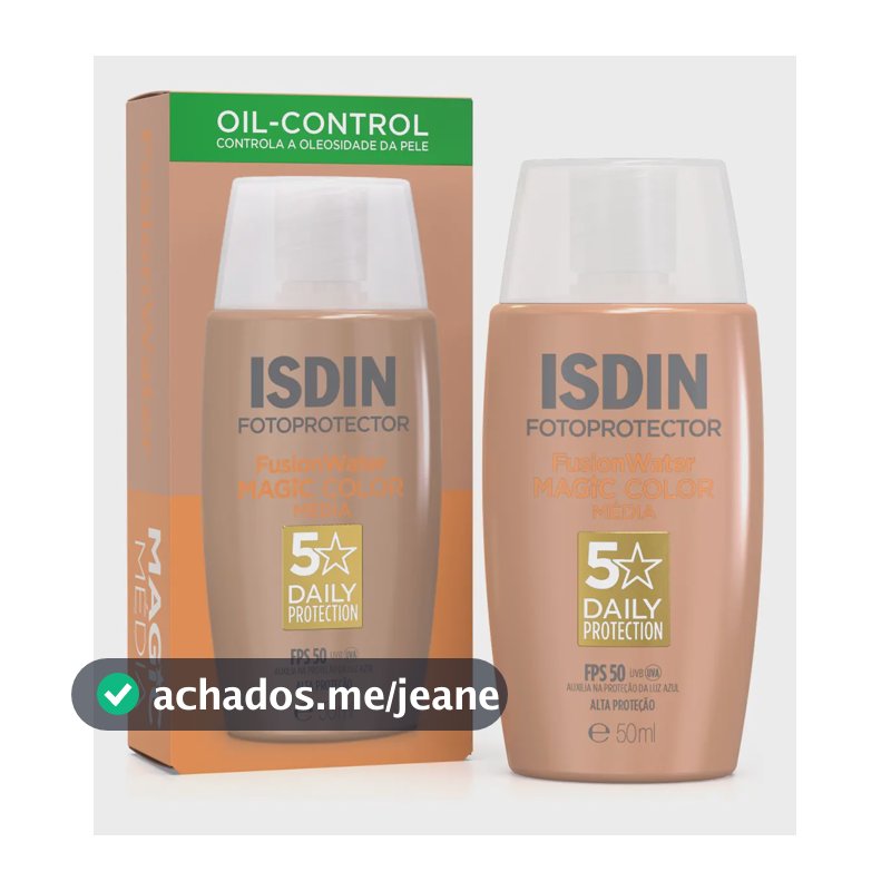 ISDIN Protetor Solar Facial Fusion Water Magic Color FPS 50 - Cor Média - 50ml