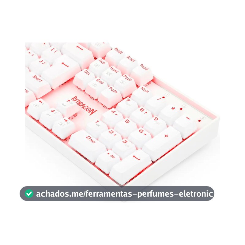 Teclado Redragon Mitra Led Vermelho Lunar White Switch Azul Lunar White Português Abnt2