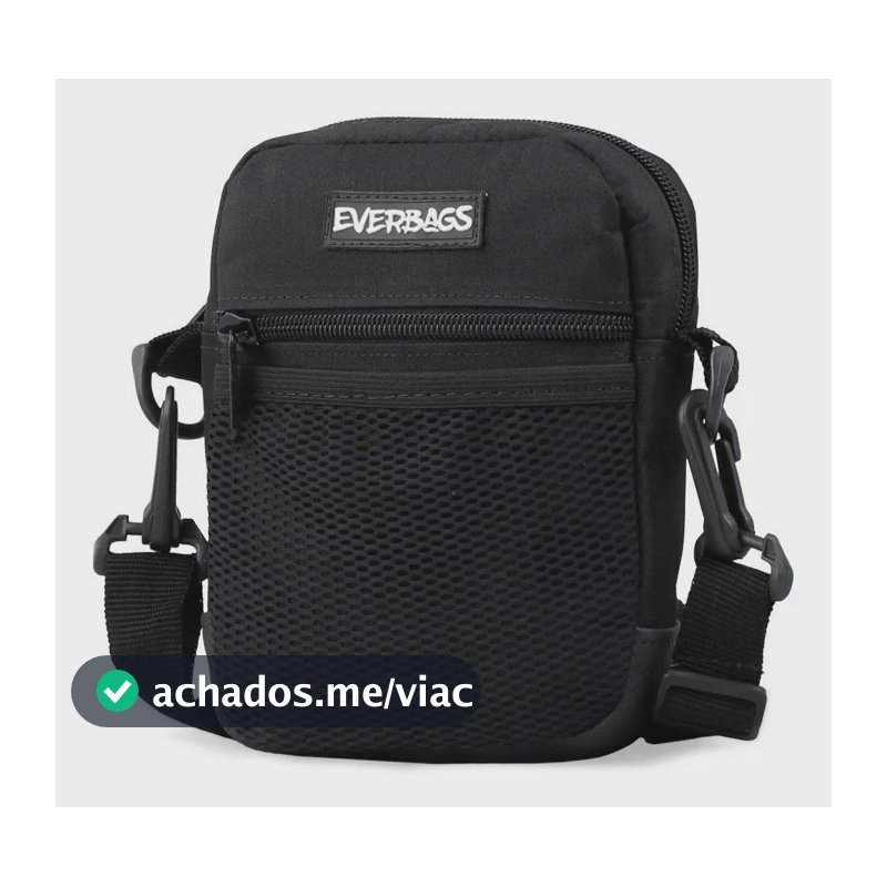 Shoulder Bag Preta Redinha Everbags Tira Colo Necessaire Cor Preto
