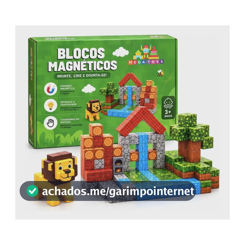 Caixa 119 Blocos Magneticos De Montar Brinquedo Infantil 119 Pecas Blocos De Montar