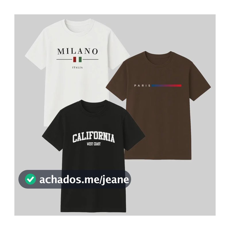 Kit 3 Camisetas Masculina 100% Algodão Premium Verão Casual Preto -marrom-branco M