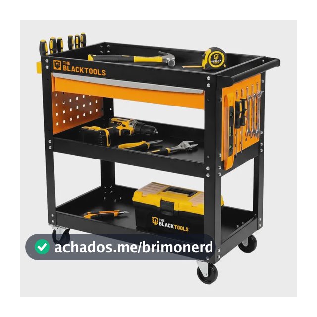 Carrinho Aberto Para Ferramentas Com Gaveta Preto Capacidade De 120kg The Black Tools