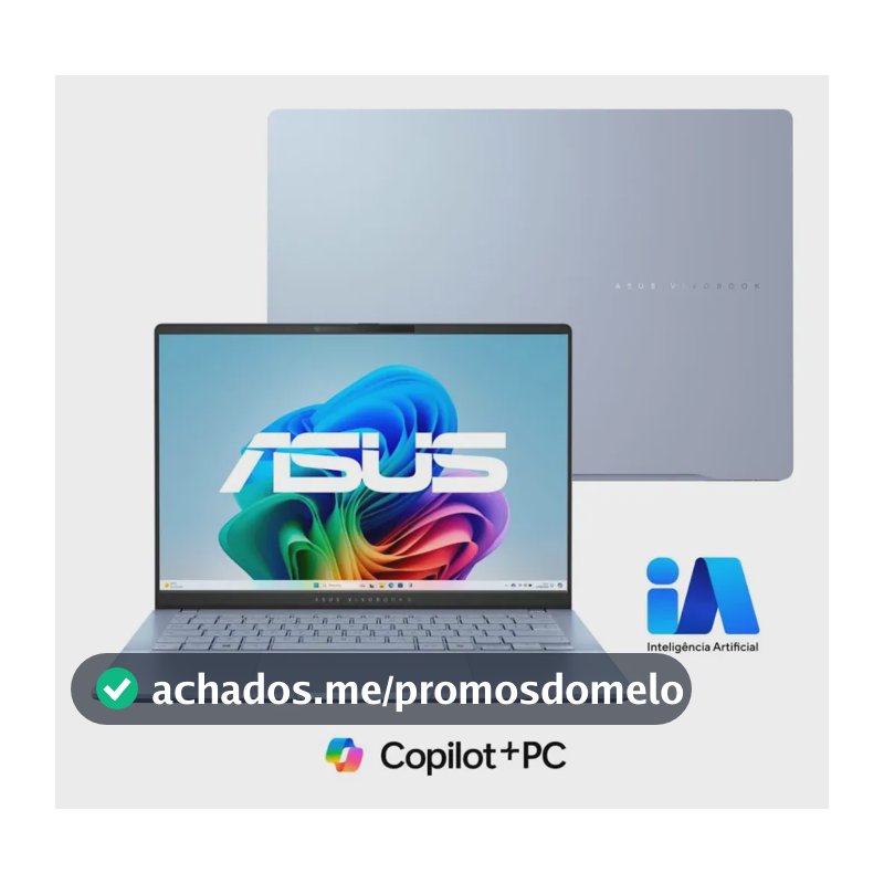 Notebook ASUS Vivobook S 14 S5406SA Copilot+ PC Intel Core Ultra 7 256 V 16GB RAM 512GB SSD Windows 11 Home 14" OLED Mist Blue QD299W