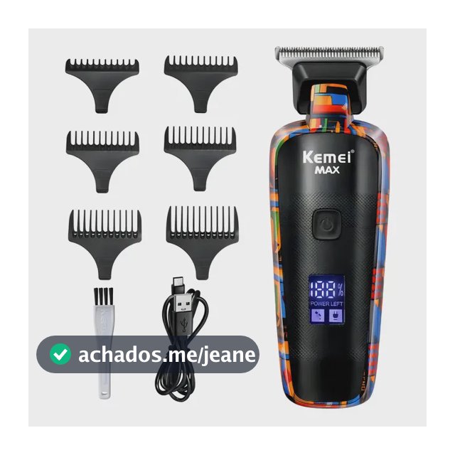 Máquina de Acabamento Kemei KM-5090 com Tela Digital e 6 Pentes