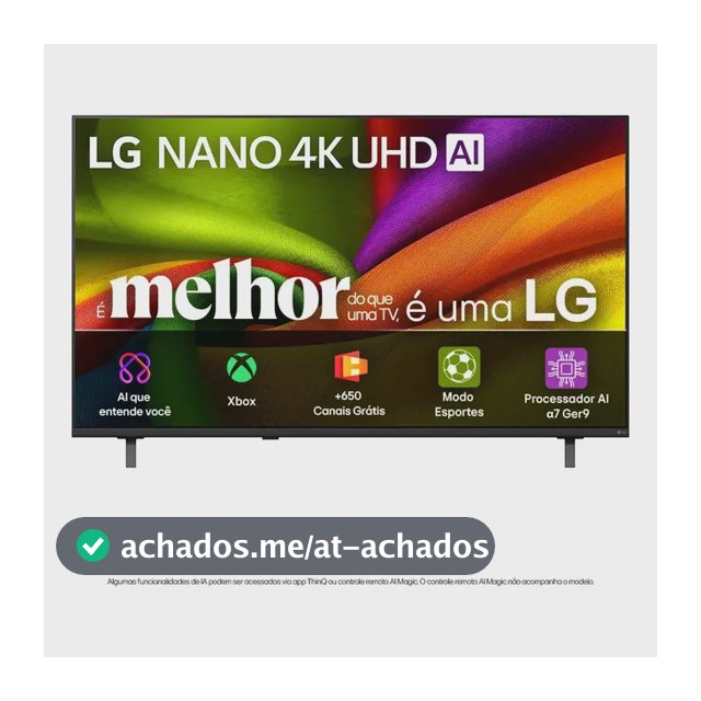 Smart TV 4K 43" LG NANO UHD AI NU850 2026 Processador α7 Ger9 HDR10 Xbox Bluetooth Wi-Fi AI Search Google Gemini webOS 26 - 43NU850BPSA