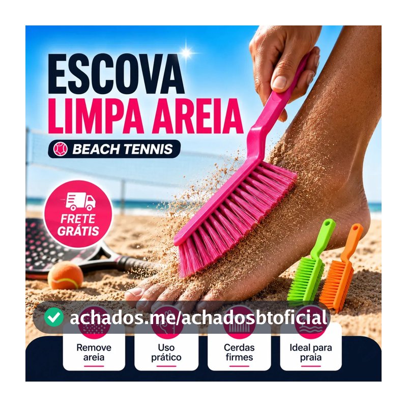 Escova Limpar Pé Tira Areia Beach Tennis Futevolei Volei de Praia Limpa E Tira Areia Pó Beach Sports Verão Green Clean