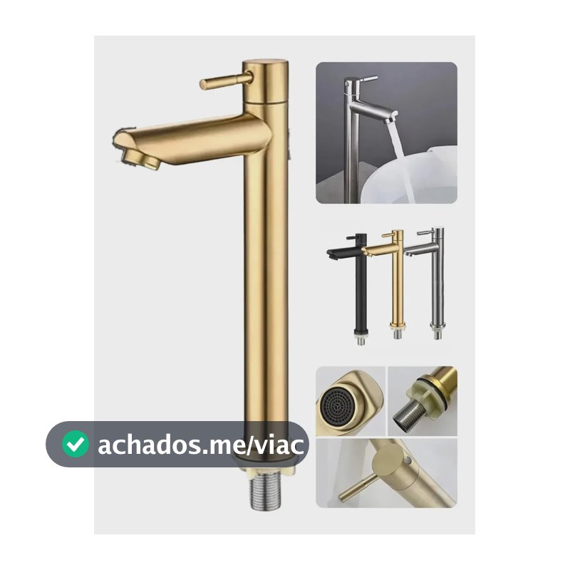 Torneira para Banheiro Dami DM1130 de Bancada, com Acabamento Fosco Dourado