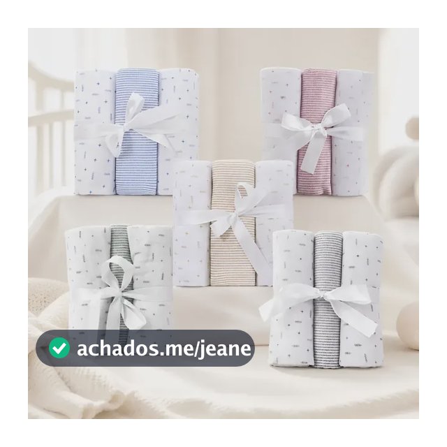 Cueiro Flanelado Grande 1mx80cm 3 Peças Algodão Enxoval Bebê