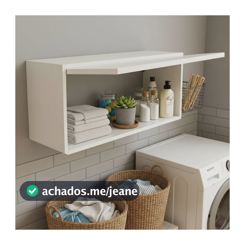 Armário Aéreo Parede 1 Porta 70cm Móvel Nicho Gabinete Módulo Estante Organizador Lavanderia Cozinha Banheiro Multiuso Suspenso Basculante Serviço Pequeno Alto Modulado Compacto Flutuante Horizontal