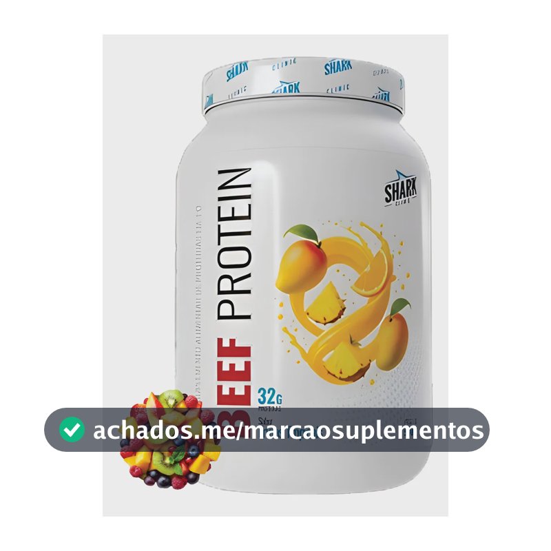 Proteína bovina isolada Shark Pro Whey Beef Zero Lac 900G em pó sabor Frutas tropicais x 900g