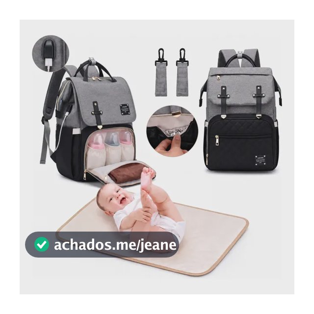 Mochila Bolsa Lequeen Dândi Smart Multifuncional Moderna Cor Preto Com Cinza