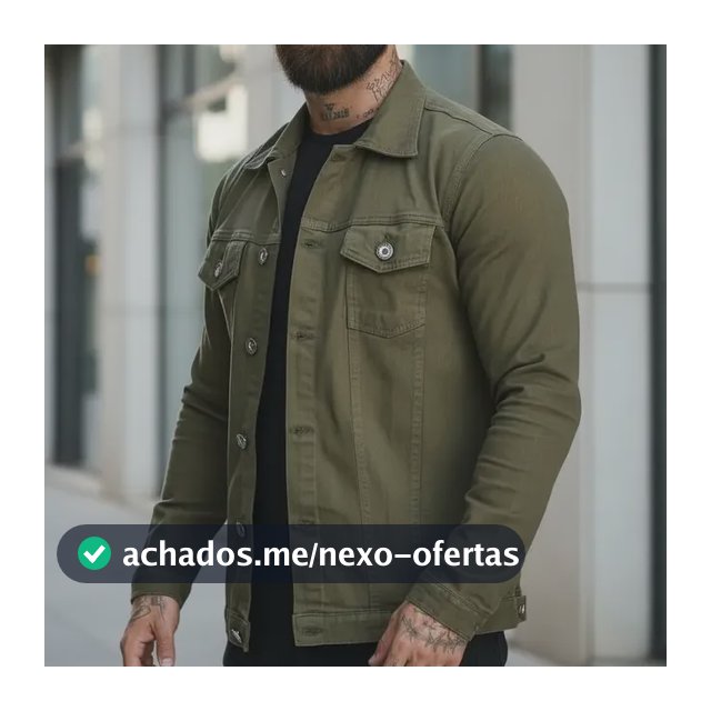 Jaqueta Sarja Jeans Premium Verde Militar Moda Com Elastano
