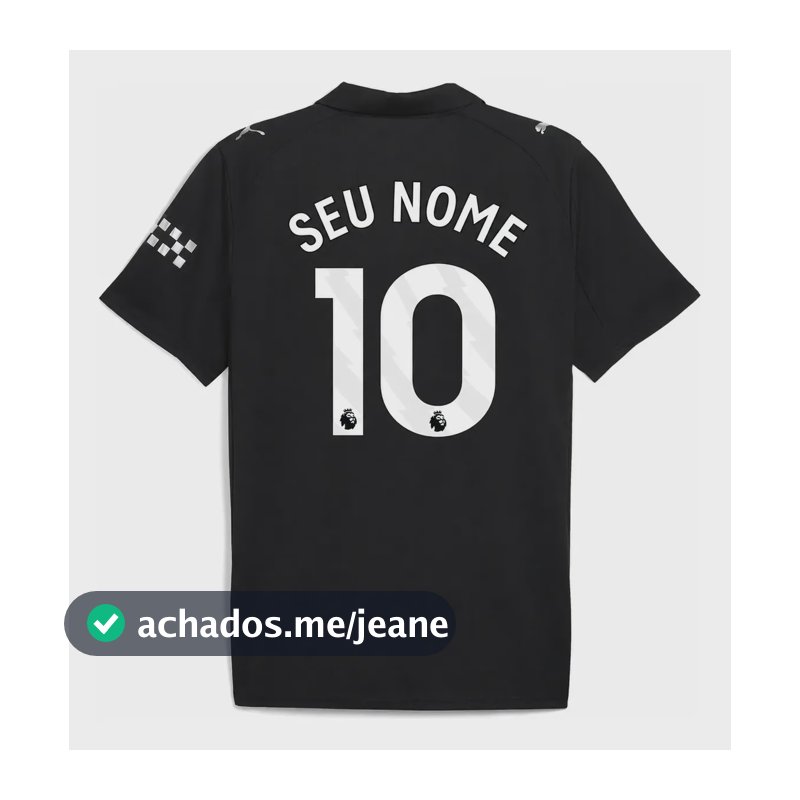Camisa Manchester City 25/26 Preta Masculina Com Seu Nome Preto Seu Nome M
