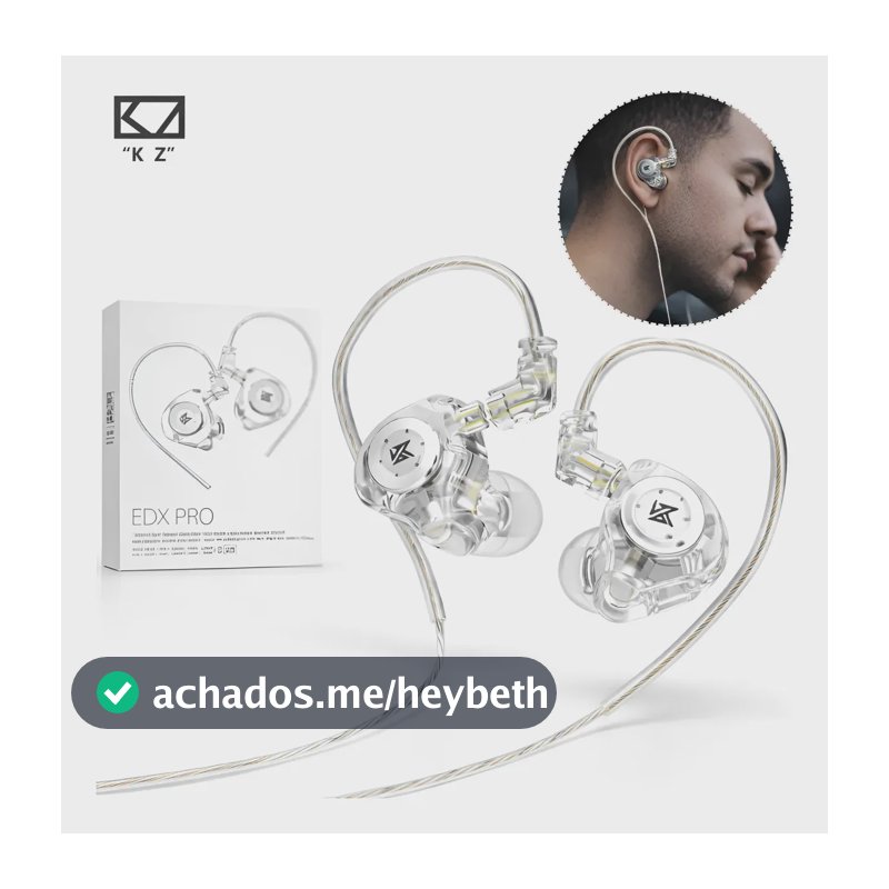 Fone De Ouvido In-ear Kz Edx Pro Retorno de Palco DJ Músico S/Microfone Cor Cristal