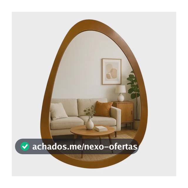 Espelho Decorativo Organico Borda Moldura Madeira 65x50cm Freijó