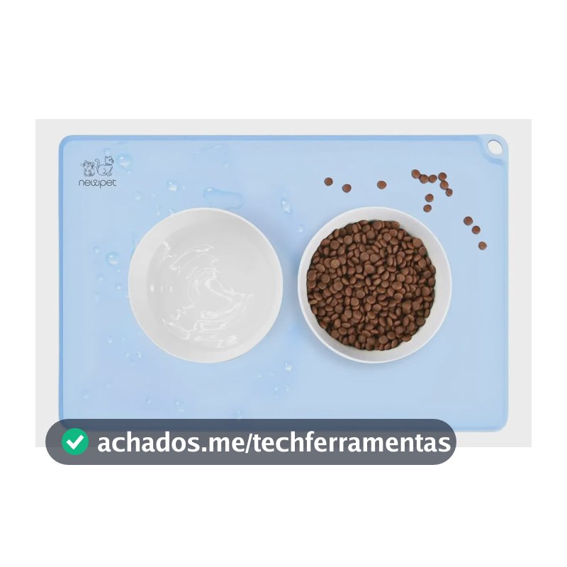 Newpet Tapete Pet Comedouro Cão Gato P Comida Água 40x50cm Azul-claro