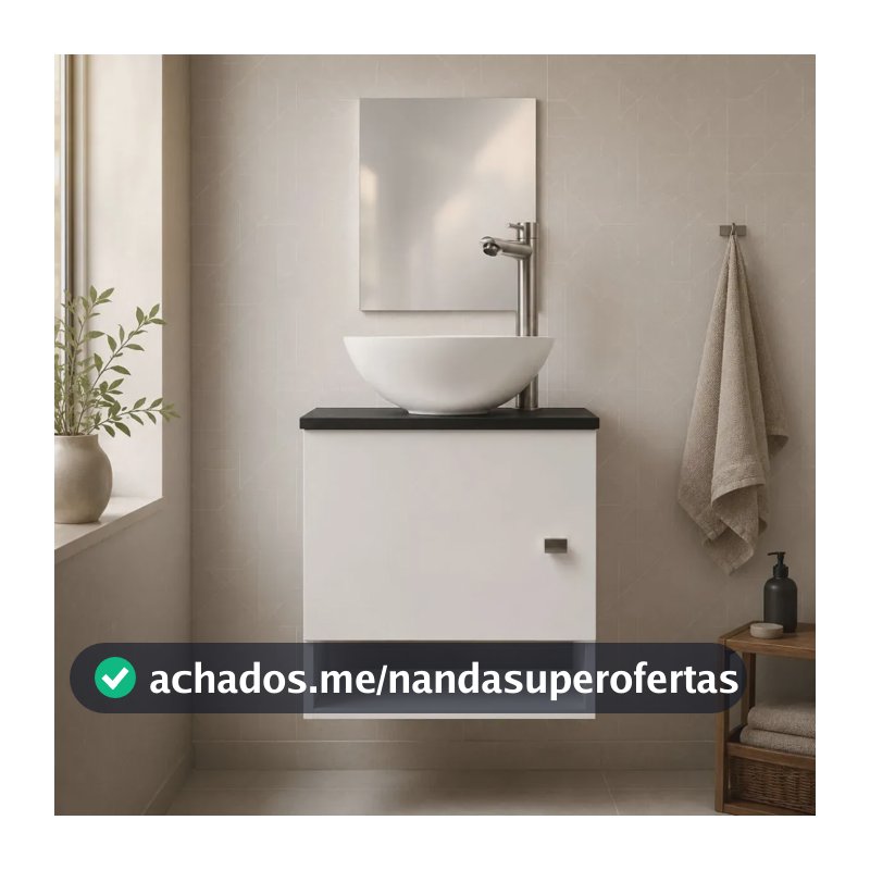 Gabinete Armário Para Banheiro Com Cuba E Espelho 40cm Pia Branco Móvel Preto Quantidade De Furos Para Torneira Um Furo