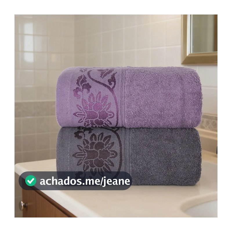 Conjunto de 2 toalhas de banho de algodão macio 70 x 140 cm, cinza escuro e roxo
