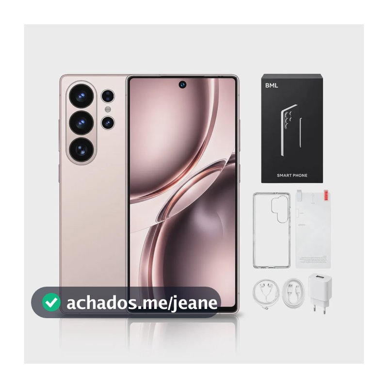 Smartphone BML S26 ULTRA 5G - 256 GB de armazenamento + 12 GB de memória RAM, tela AMOLED 1.5K de 28 milhões de pixels com 120 Hz - rosa